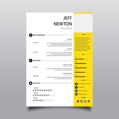 Yellow and white resume concept