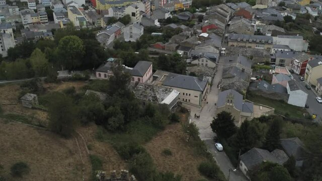 Buildings in city of Galicia,Spain. Aerial Drone Footage