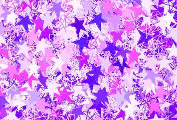 Light Purple, Pink vector layout with bright stars.