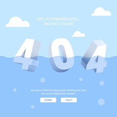 404 error concept with water