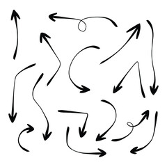 Set of rough hand drawn, grunge, handmade elements arrows, waypoints isolated on white background EPS Vector