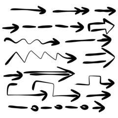 Set of rough hand drawn, grunge, handmade elements arrows, waypoints isolated on white background EPS Vector