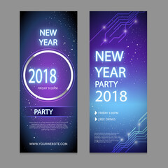 Blue and purple new year banners