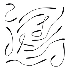 Set of handmade, hand drawn underline elements strokes isolated on white background EPS Vector 