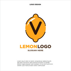 Letter V Orange Juice Logo Template Design Vector Illustration on White Background - Fresh Drink and Beverage Logo for Company - Cafe and Restaurant