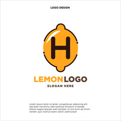 Letter H Orange Juice Logo Template Design Vector Illustration on White Background - Fresh Drink and Beverage Logo for Company - Cafe and Restaurant