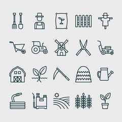 Farming and Agriculture outline icon set