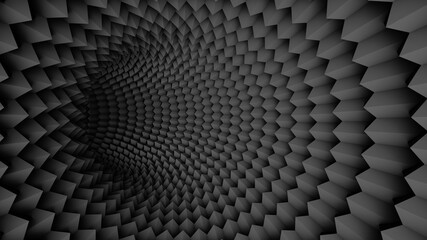 Abstract black digital tunnel background. 3d rendering