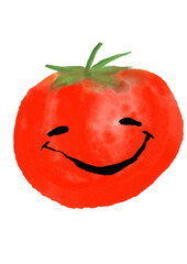 Smiling tomato isolated on white background
