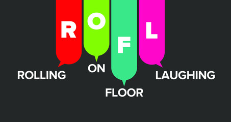ROFL - Rolling on floor laughing acronym, modern background