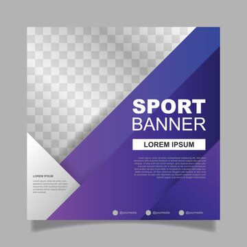 Sport flyer with photo template. - Vector.