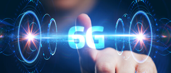 The concept of 6G network, high-speed mobile Internet, new generation networks. Business, modern technology, internet and networking concept.
