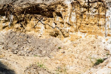 Yellow sand in the quarry.