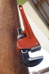 close up of a pipe wrench