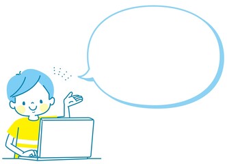 パソコンでプログラミングをする男の子（案内）