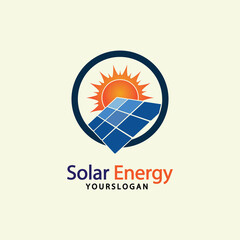 Sun solar energy logo design template. solar tech logo designsv