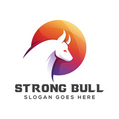modern strong bull gradient logo design
