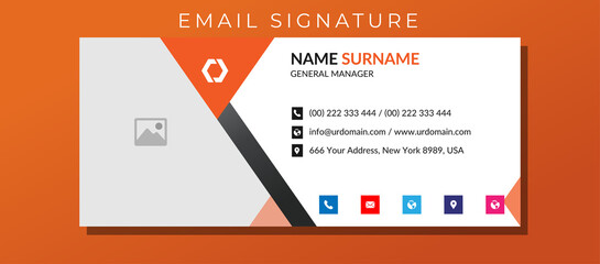 Business email signature with an author photo place modern and minimal layout design