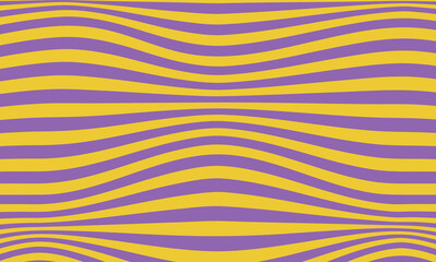 Purple and yellow abstract striped background. Optical art. Vector.