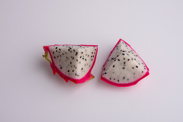 Dragon fruit slice isolated on whitebackground. 