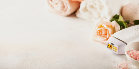 Modern photoepilator with bath accessories