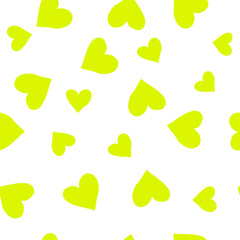 Seamless yellow hearts on white background pattern vector illustration design. Great for wallpaper, bullet journal, scrap booking.