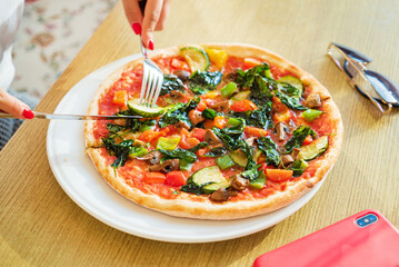 fresh pizza with organic vegetables