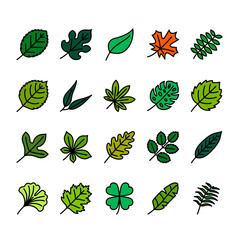 Leaves Filled outline icon set