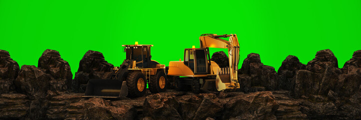 Vehicle construction at sunset. 3d rendering	
