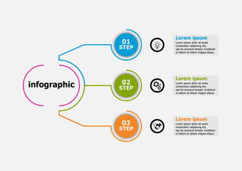 The infographic vector design template for illustration. Timeline three steps infographics design vector template. Creative concept for infographic. Used for layout, workflows, banners, web design.