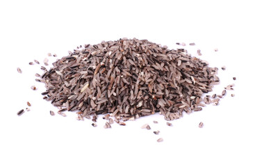 Pile of black rice isolated on white background.