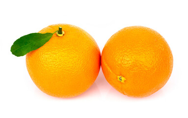 Two orange  fruit isolated on white.