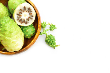 noni fruit isolated on white.