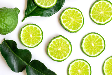 Fototapeta premium set of gergamot slices on white.