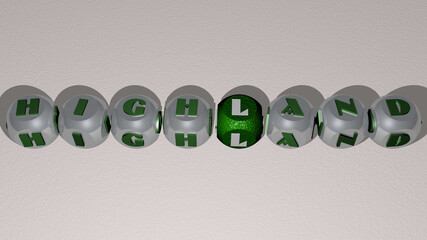 combination of highland built by cubic letters from the top perspective, excellent for the concept presentation. landscape and beautiful