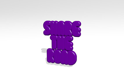 road sign share the road alternate from a perspective with the shadow. A thick sculpture made of metallic materials of 3D rendering. background and city