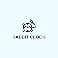 clock rabbit Logo vector silhouette 