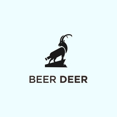 Deer beer logo vector silhouette icon