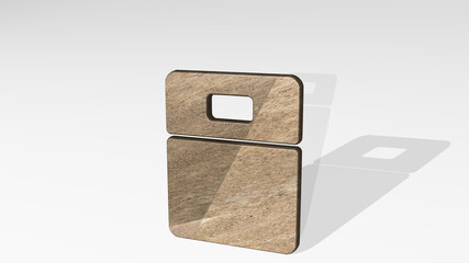 hotel single bed made by 3D illustration of a shiny metallic sculpture casting shadow on light background. building and architecture