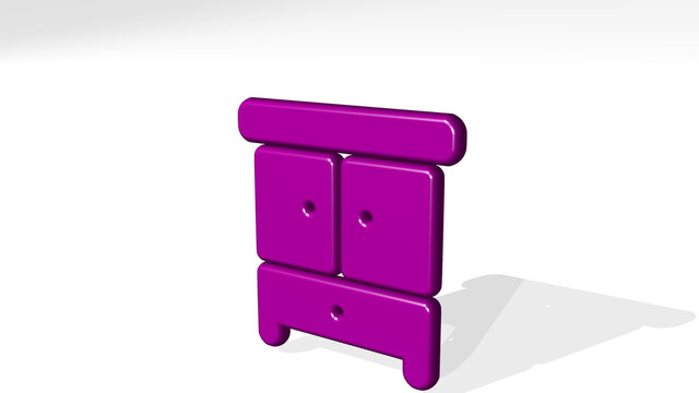 DRESSER DOUBLE DOOR made by 3D illustration of a shiny metallic sculpture with the shadow on light background. hair and beauty - Powered by Adobe