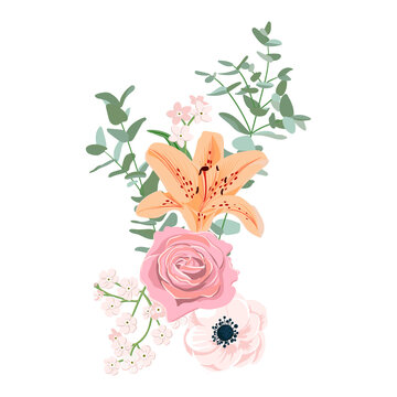 vector drawing flowers composition