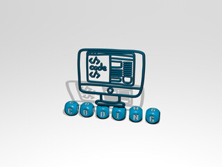 3D illustration of coding graphics and text made by metallic dice letters for the related meanings of the concept and presentations. code and computer