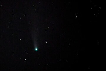 Neowise comet C/2020 F3 (NEOWISE) on starry sky