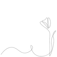 Flower on white background. Continuos line drawing. Vector illustration