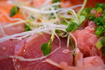 鮮度の良いお刺身丼は日本人の大好物～マグロ・サーモン・いくら～おまけに甘えびとネギトロ