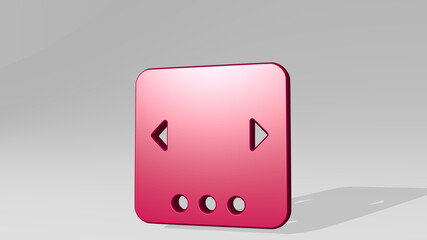 UI BROWSER SLIDER from a perspective with the shadow. A thick sculpture made of metallic materials of 3D rendering. icon and illustration