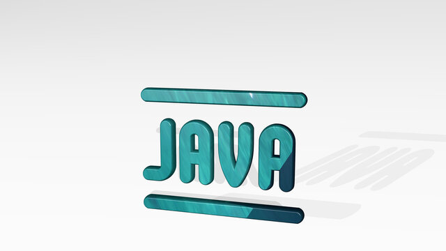 java casting shadow from a perspective. A thick sculpture made of metallic materials of 3D rendering. indonesia and asia