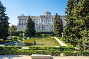 Obraz premium Royal Palace in Madrid in a beautiful summer day, Spain