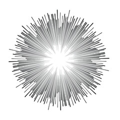 Radial speed Lines in Circle Form for comic books . fireworks Explosion background . Vector Illustration . Starburst
 round Logo . Circular Design element . Abstract Geometric star rays . Sunburst .