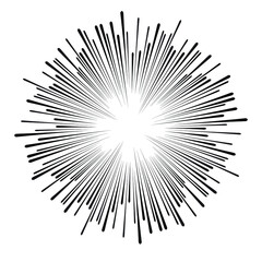 Obraz premium Radial speed Lines in Circle Form for comic books . fireworks Explosion background . Vector Illustration . Starburst round Logo . Circular Design element . Abstract Geometric star rays . Sunburst .